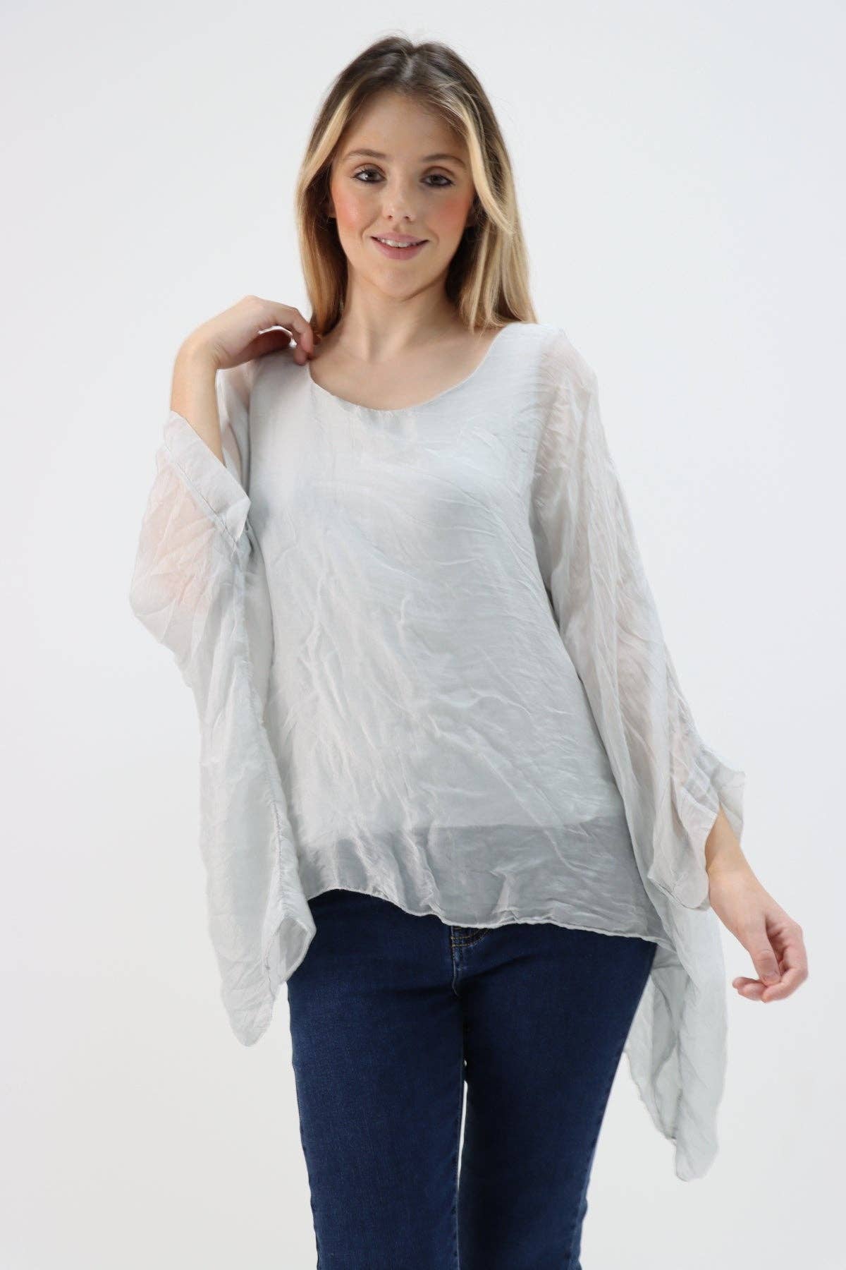 Miss Bold - Wholesale Tunic - Women's - Italian Plain Batwing Silk Tunic Top26