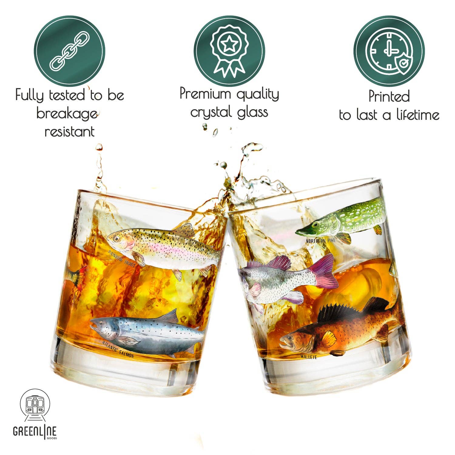 Greenline Goods - Wholesale Cocktail/Liquor Glass - Freshwater & Saltwater Whiskey Glass Set1