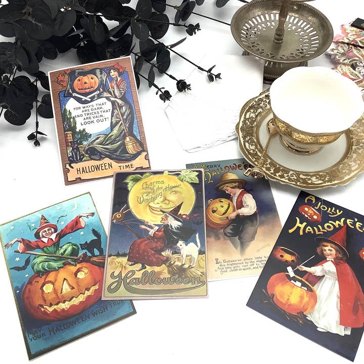All Little Cute Things - Wholesale Tea Bags - Vintage Halloween Postcard with imported pumpkin tea packet3