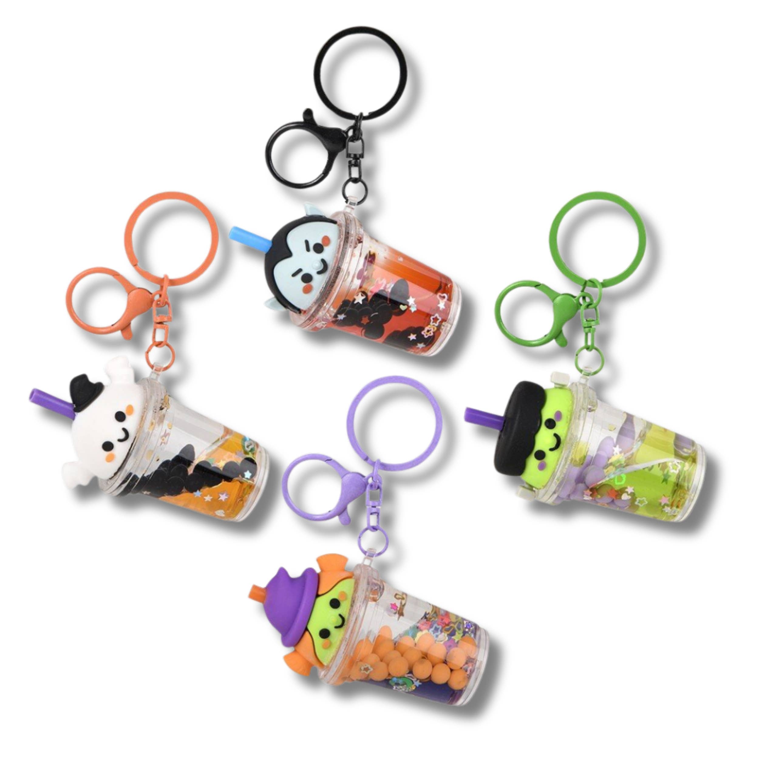 PR GROUPS LLC - Wholesale Keychain - Kids - Halloween Bubble Tea Clip On Keychain Toy - Assorted