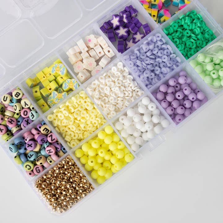 Pastel Brights Polymer Heishi og Bogstav DIY Perlekasse for engroshandel hos Jewelry Made by Me