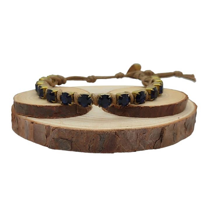 Pulseiras de Corrente de Cristal Grandes - Dark Indigo por atacado de QUÉ MÁS JEWELS