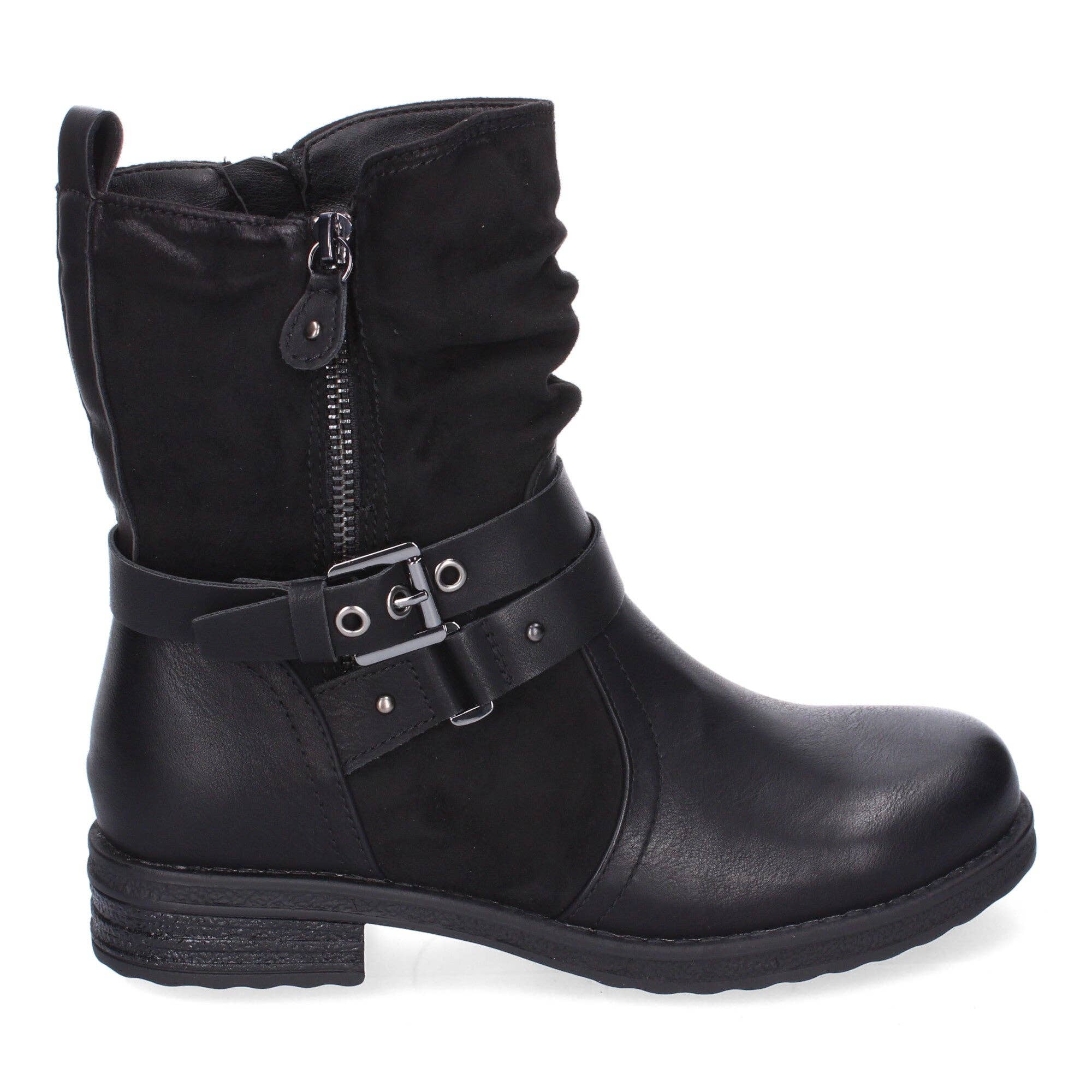 Brideluxe Mayorista - Venta al por mayor Botas - Mujer - Botas de Mujer Elegantes con Hebillas, Tiras Decorativas y Cremallera Lateral1