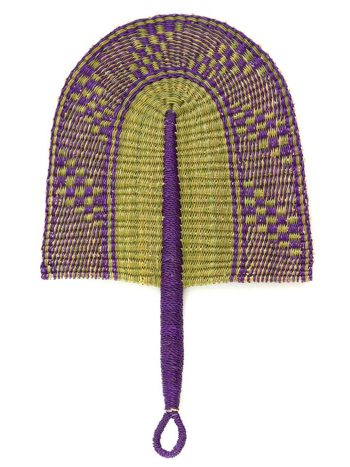 African Violet Veta Vera Hand Fan Woven Wall Art for wholesale by Swahili | AFRICAN MODERN