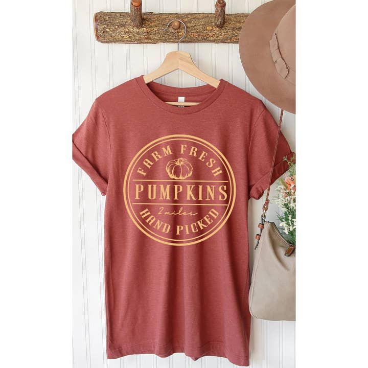 Kissed Apparel - Wholesale Screen Printed T-Shirt - Women's - Farm Fresh Pumpkins Circle Graphic Tee9