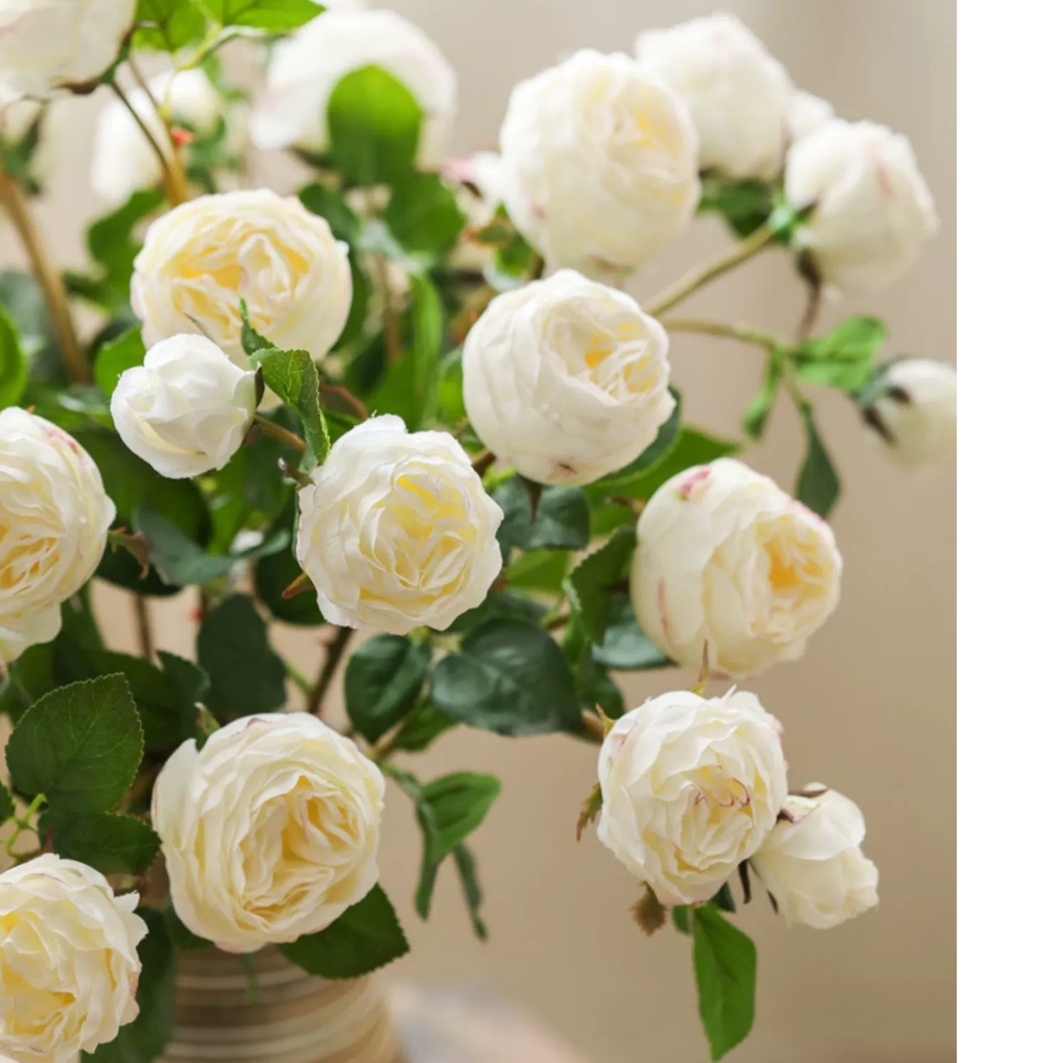 Rustic Reach - Wholesale Artificial Flowers - White Cabbage Rose Stem 20.8" Tall4