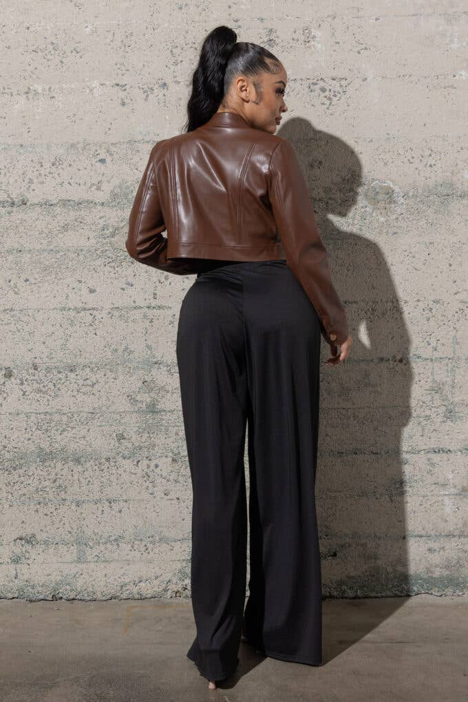 Melrose with Love - Vente Veste en cuir – femme - VESTE COURTE BOUTONNÉE EXTENSIBLE EN POLYURÉTHANE7