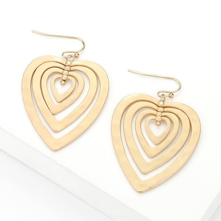 Hammered Metal Layered Heart Dangle Earrings
for wholesale by Sensibling Corp.
