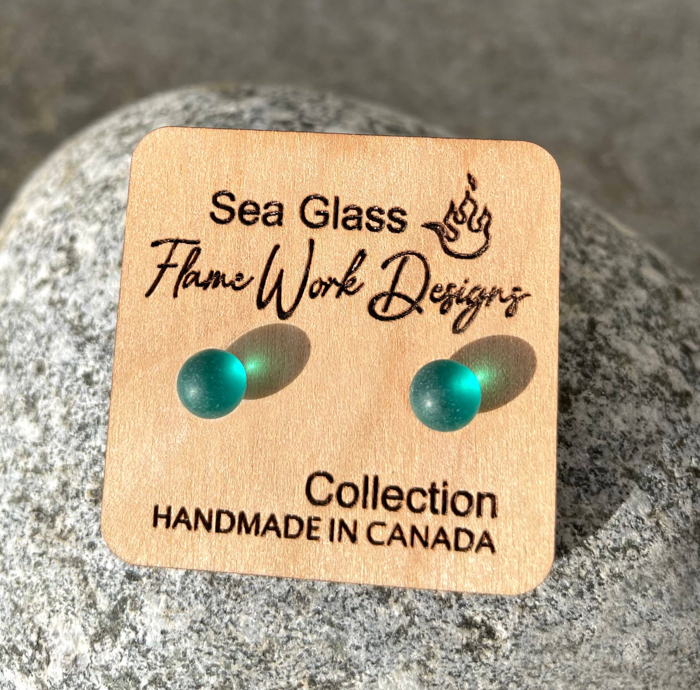 Flame Work Designs - Glass Jewelry - Wholesale Stud/Post Earrings - Sea Glass Jewelry - Teal Glass Stud Earrings8