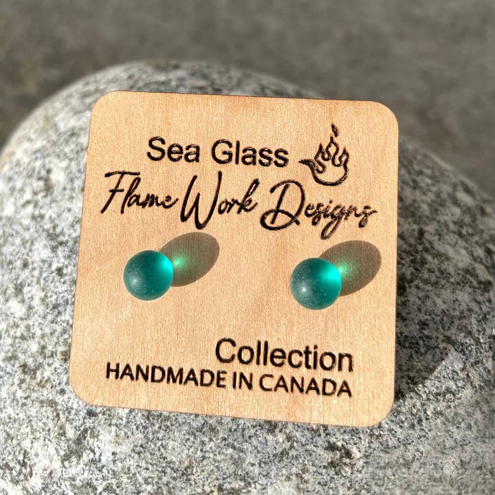 Flame Work Designs - Glass Jewelry - Wholesale Stud/Post Earrings - Sea Glass Jewelry - Teal Glass Stud Earrings8