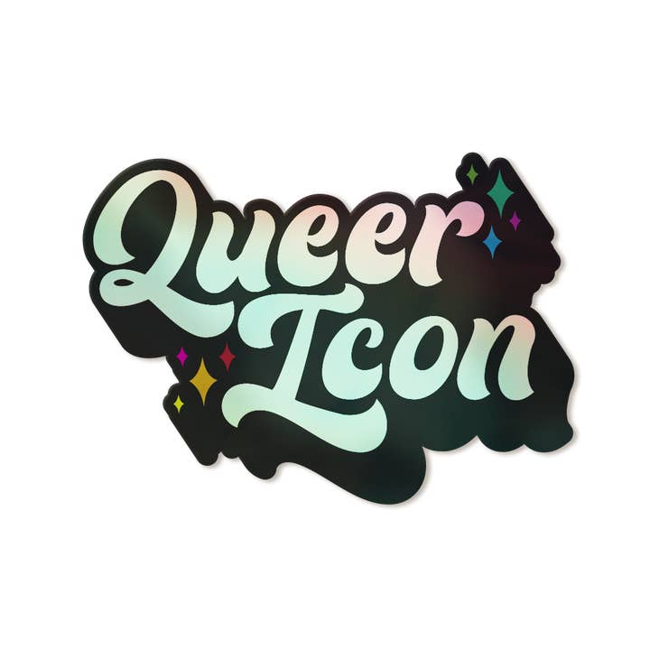 Queer Icon Holographic Vinyl Pride Sticker for wholesale by A Fink & Ink