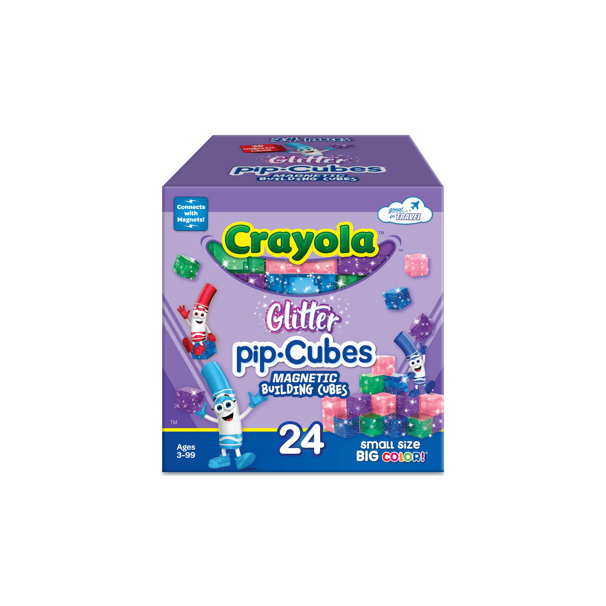 CreateOn - Wholesale Building Set - Kids - Crayola Glitter PIP Magnetic Cubes 24pc0
