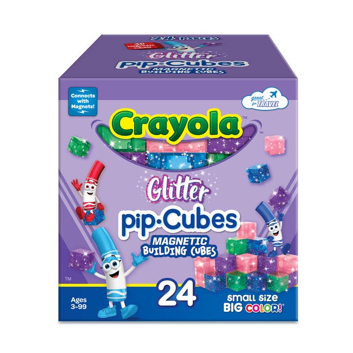 CreateOn - Wholesale Building Set - Kids - Crayola Glitter PIP Magnetic Cubes 24pc0