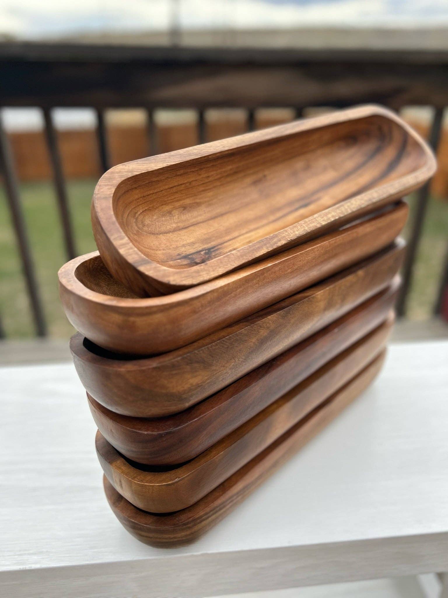 Wood Bowl Candle Supply - Wholesale Candle Holder - BOHO Safest Large Oval Deep Candle Ready Acacia Wood Bowl2