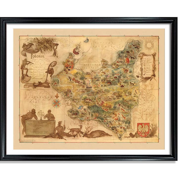 Kaart van Polen Vintage picturale posterafdruk op mat papier voor wholesale door Maps Vintage