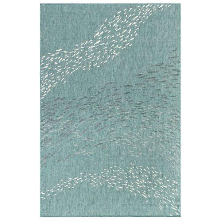 Carmel School Of Fish Indoor/Outdoor Area Rug Aqua for wholesale by Liora Manne