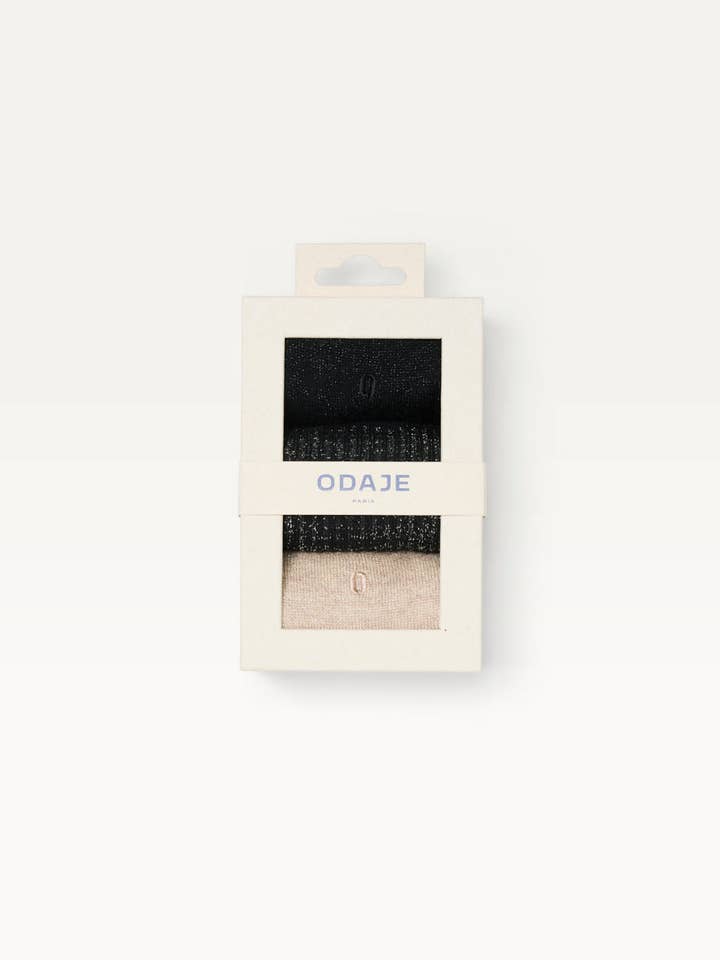 ODAJE - Wholesale Socks - Unisex - Pack of 3 Socks - New Ribbed Black Silver Champagne2