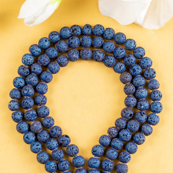 Soothing Crystals Beads - Wholesale Beads - Round Beads | Titanium Blue Lava Beads | Volcanic Gemstone10