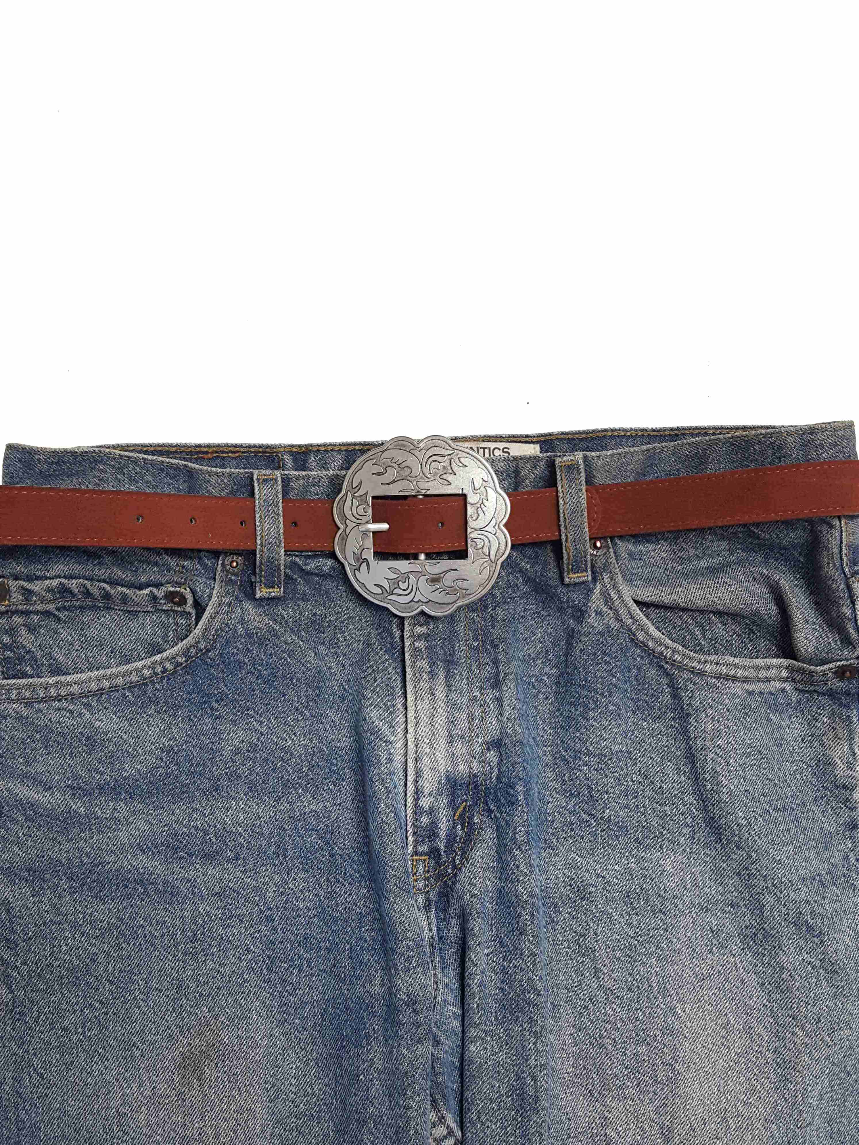 Axesoria West - Vente Ceinture – femme - Ceinture en cuir suédé véritable avec boucle florale western1