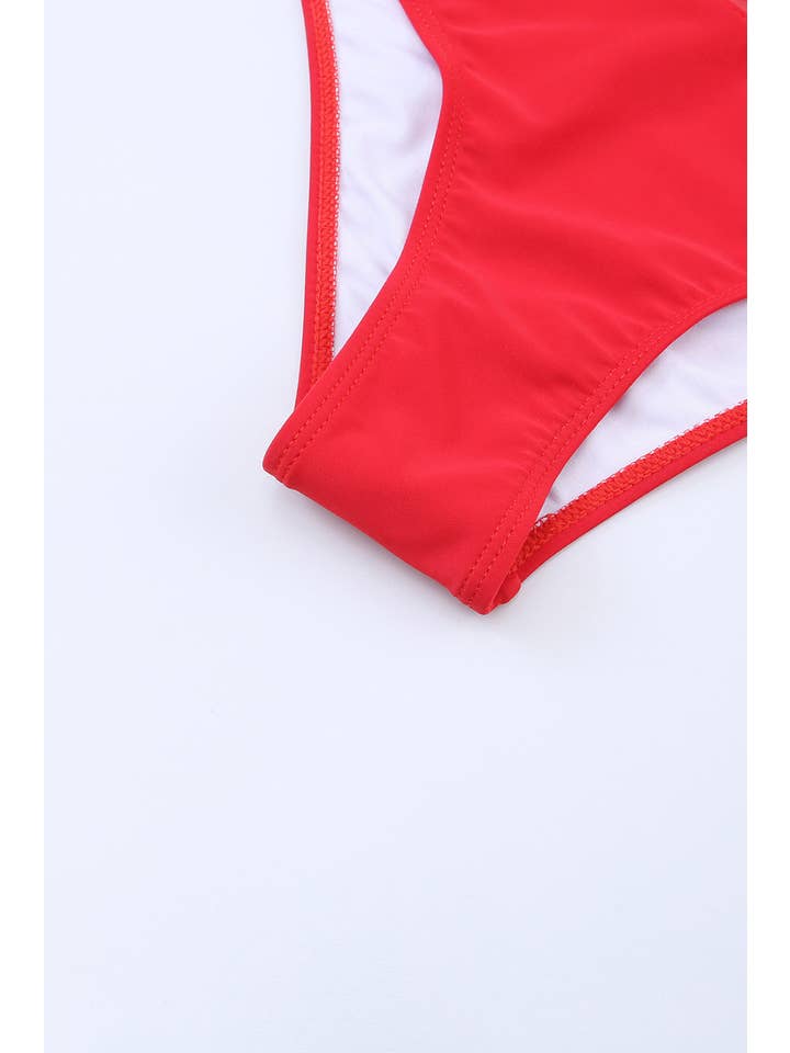 EG fashion - Wholesale Two Piece Swimsuit - Women's - Pink Scalloped Sleeveless High Waisted Two Piece Swimsuit27