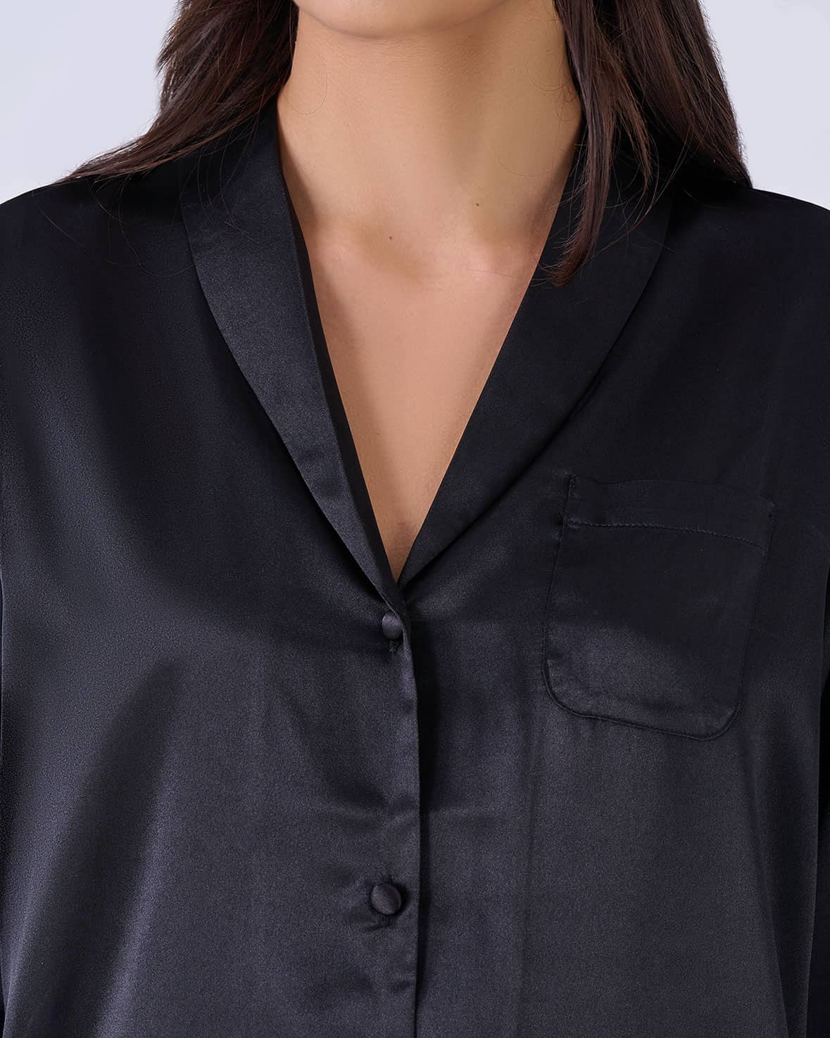 Pigiamiamoci – wholesale Robe – Women's – Women's Black Satin Open Pajamas2