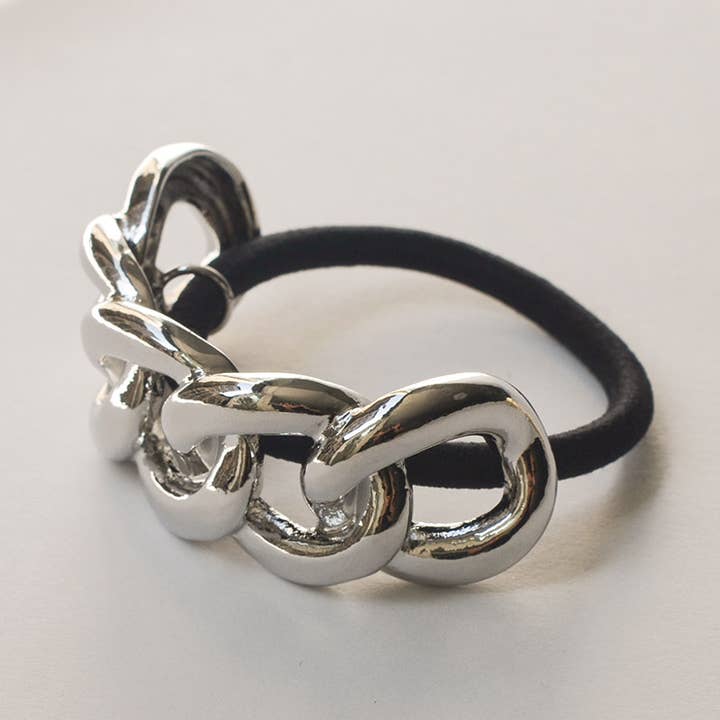 Elastico per capelli con catena in metallo a coda di cavallo | Argento per la vendita all'ingrosso da parte di nar'sha