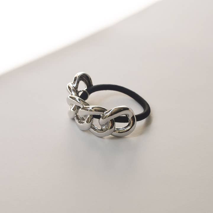 nar'sha - Wholesale Hair Tie - Chain Metal Ponytail Cuff Hair Tie | Silver