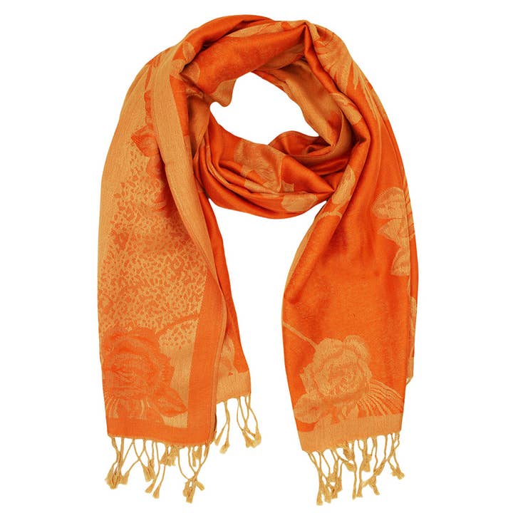 Sensibling Corp. - Wholesale Scarf – Women's - Rose Floral Pashmina Reversible Scarf Shawl41
