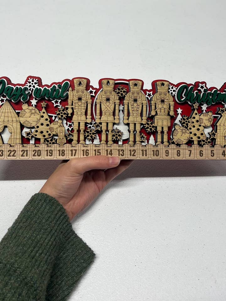 Wooden Engraved Nutcracker Christmas Countdown Decor for wholesale by 347 Laser Customs