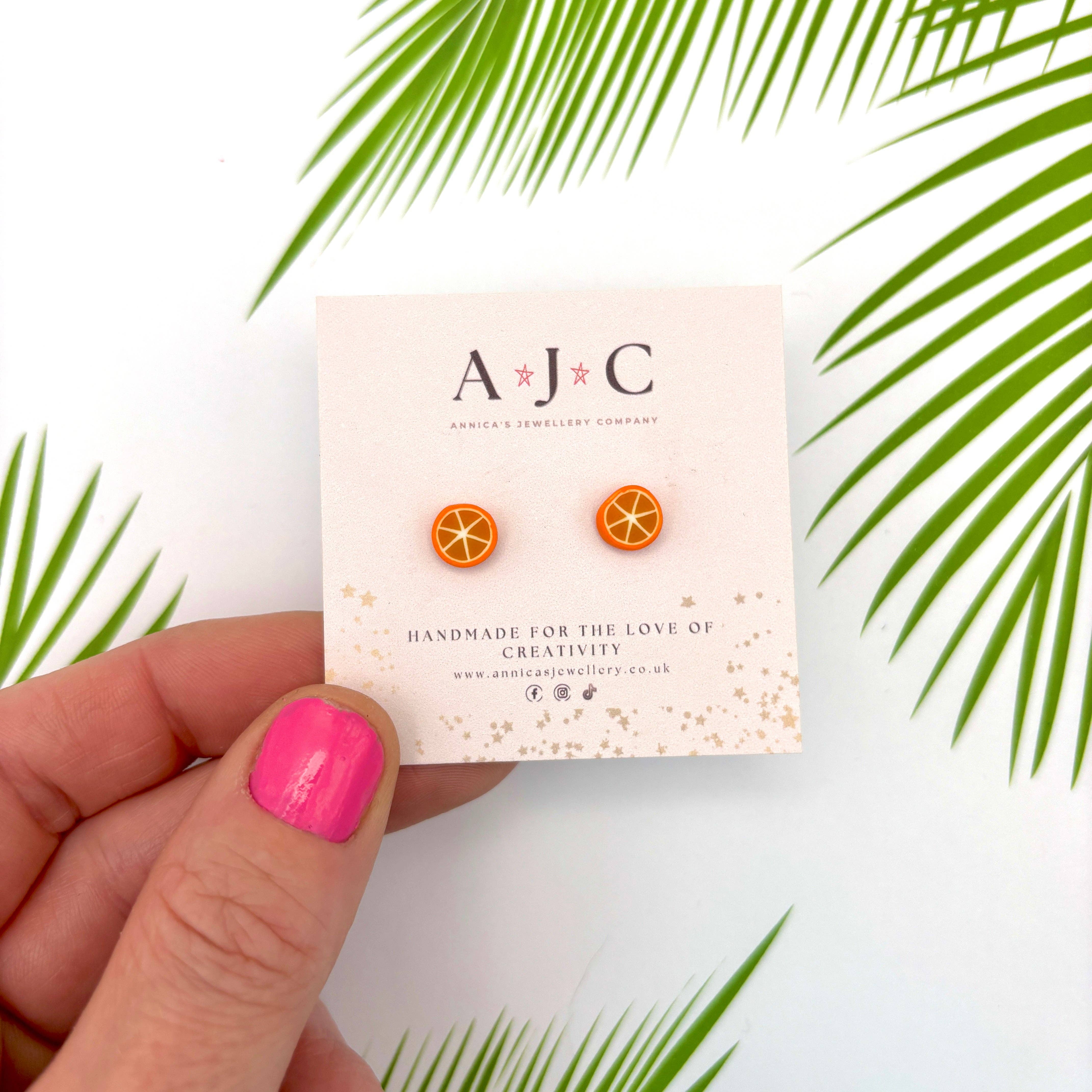 Annica’s Jewellery Co – wholesale Stud/post earrings – Micro Orange Slices0