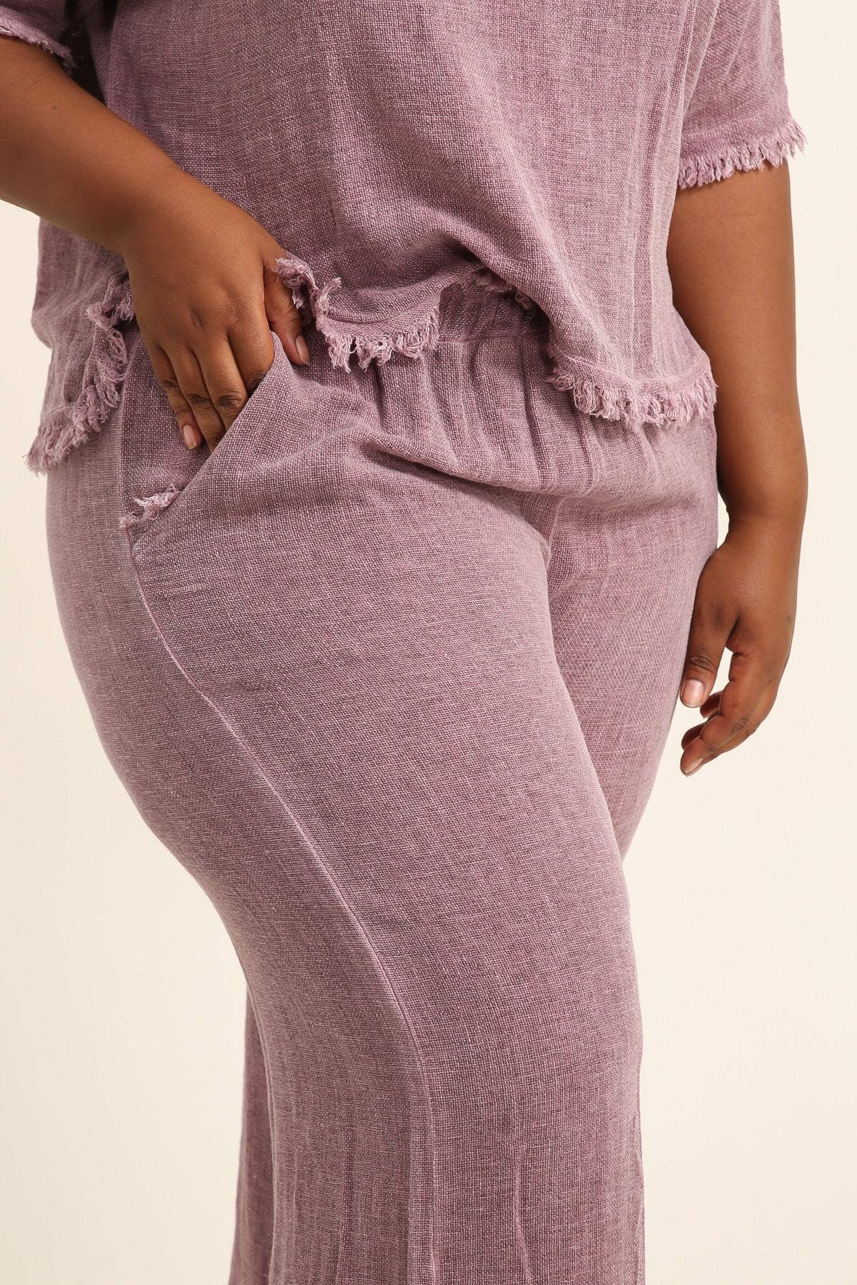 Lea & Luc - Grandes Tailles - Wholesale Pants - Women's - Plus size linen trouser SKU 99984