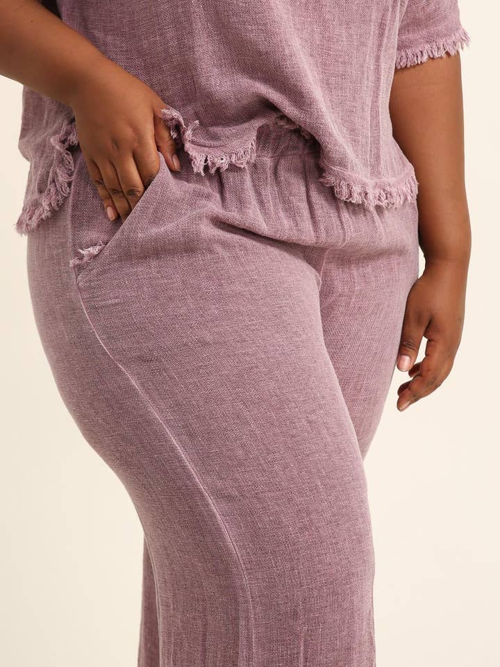 Lea & Luc - Grandes Tailles - Wholesale Pants - Women's - Plus size linen trouser SKU 99984