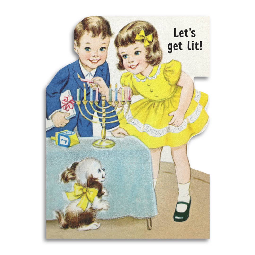 Bad Betty Greeting Co. - Wholesale Hanukkah Card - Let's Get Lit - Funny Hanukkah Greeting Card 0