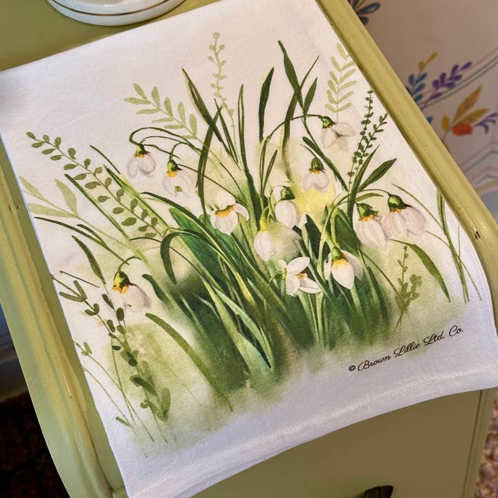 Brown Lillie – Großhandel Geschirrtücher – Schneeglöckchen Blumen 28" Bestes Geschirrtuch | 100% Ringspun-Baumwolle2
