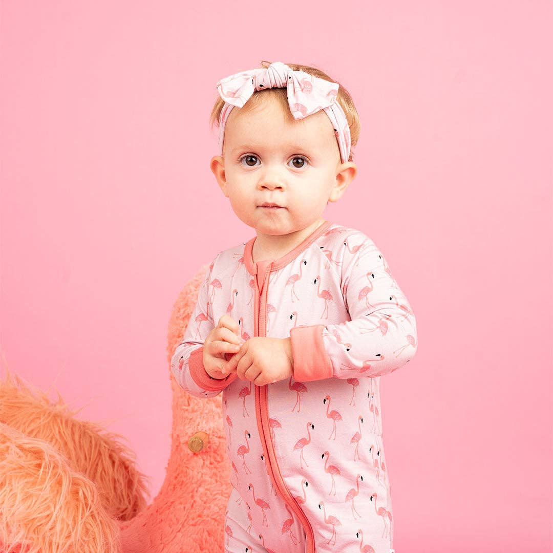 Emerson and Friends - Wholesale Sleepsuit - Baby - Fancy Flamingos Pink Bamboo Baby Pajamas Convertible Sleeper2