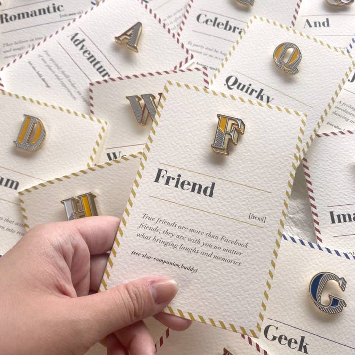 Pin Badge Card F - Friend for wholesale by PAPERSELF