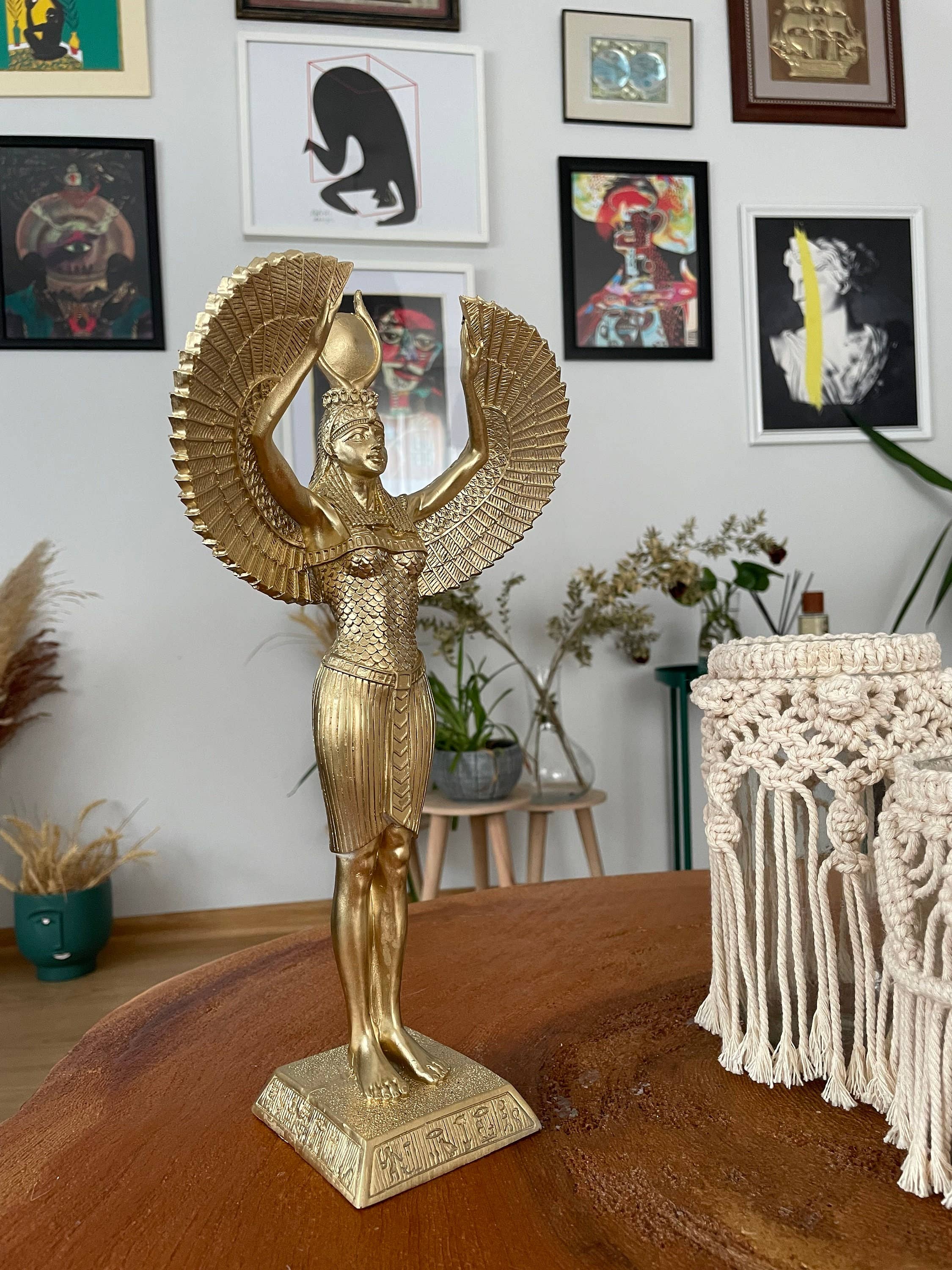 RomaArtSculptures - Wholesale Sculpture -  Isis Open Wings Statue - Gold1