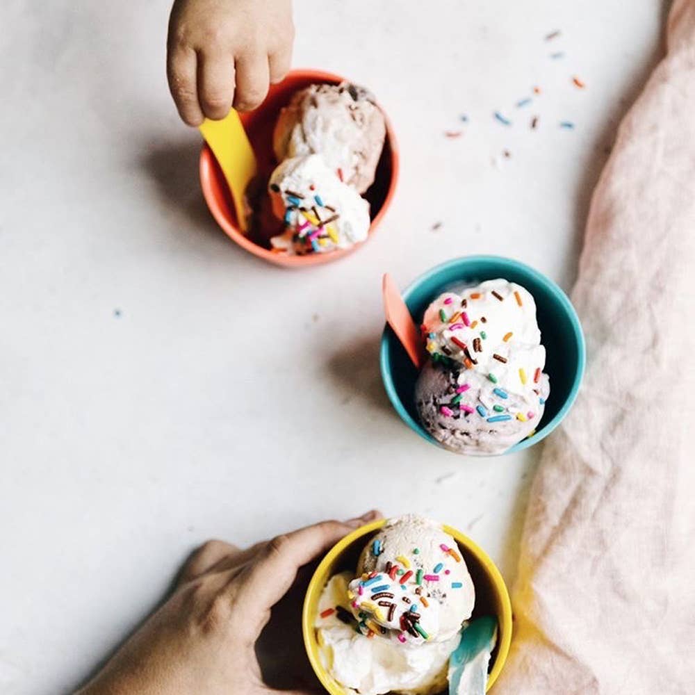 EKOBO - Wholesale Drinkglas/beker - Kinderen en baby - Bambino IJsset RETRO - Koraal, Lagune, Citroen, Tomaat1