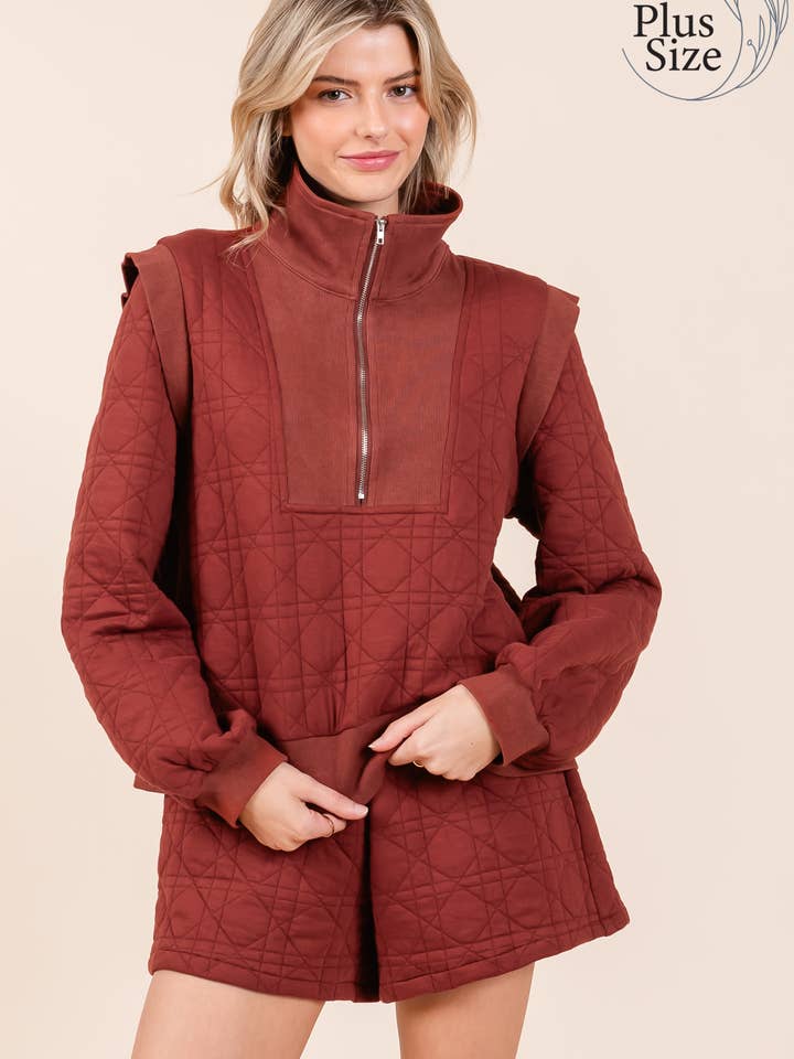 Plus 2-Piece Quilted Knit Lounge Set, MTP51001PL for wholesale by GeeGee x Lovelo