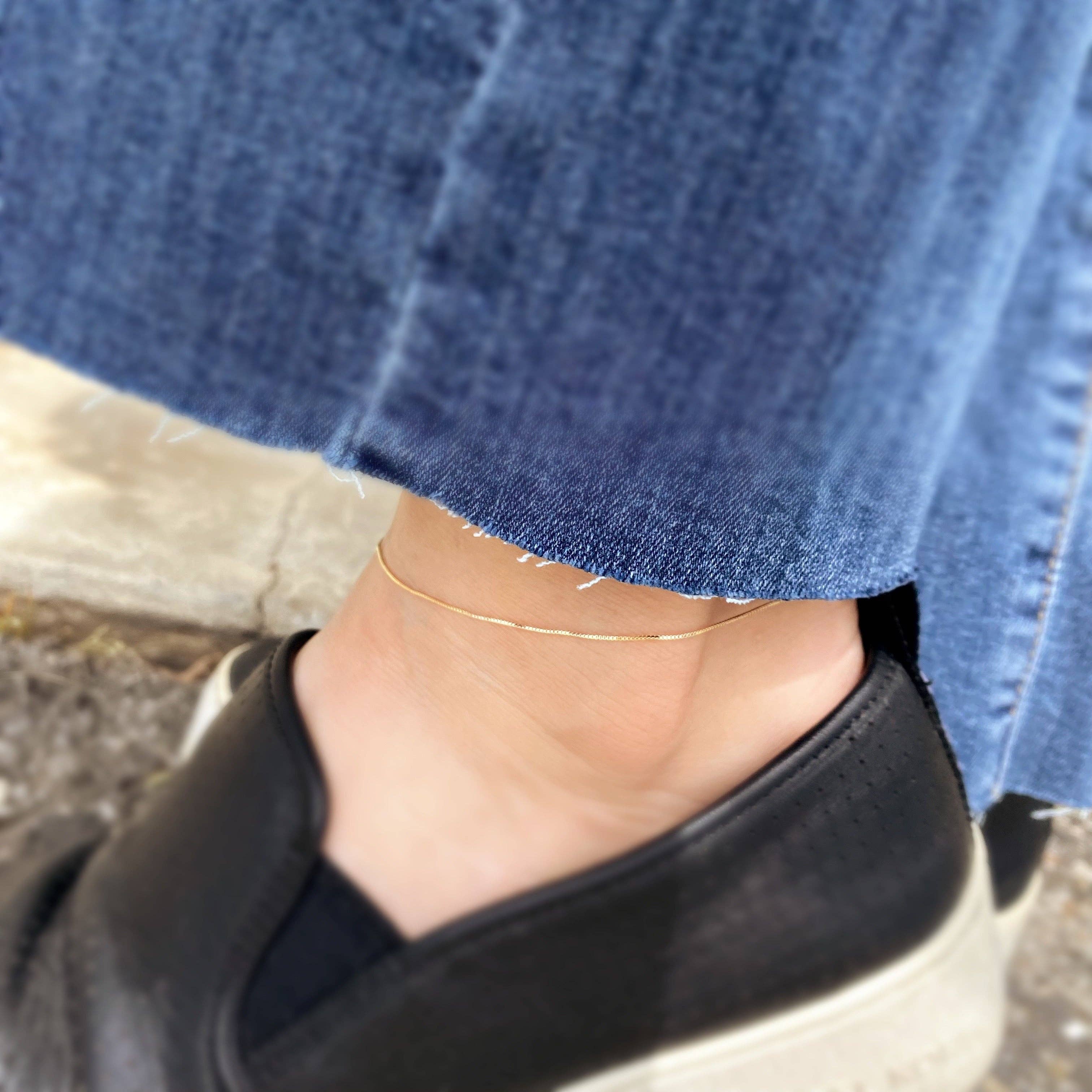 GoldFi - Wholesale Anklet - 18k Gold Filled 0.5mm Box Chain Anklet1