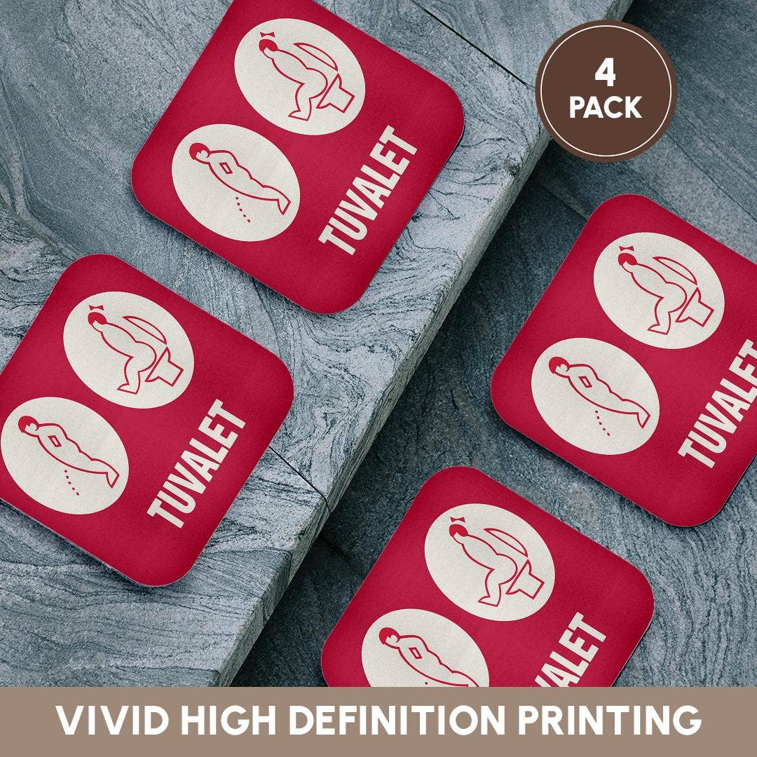 3dRose - Wholesale Coasters - 3dRose, Vintage Toilet Sign Tuvalet , Coaster12