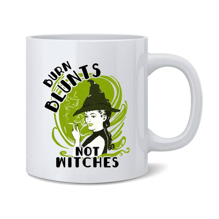 Gotham Gifts - Wholesale Coffee Mug - Burn Blunts Not Witches Funny Halloween Weed 420 Mug 11oz