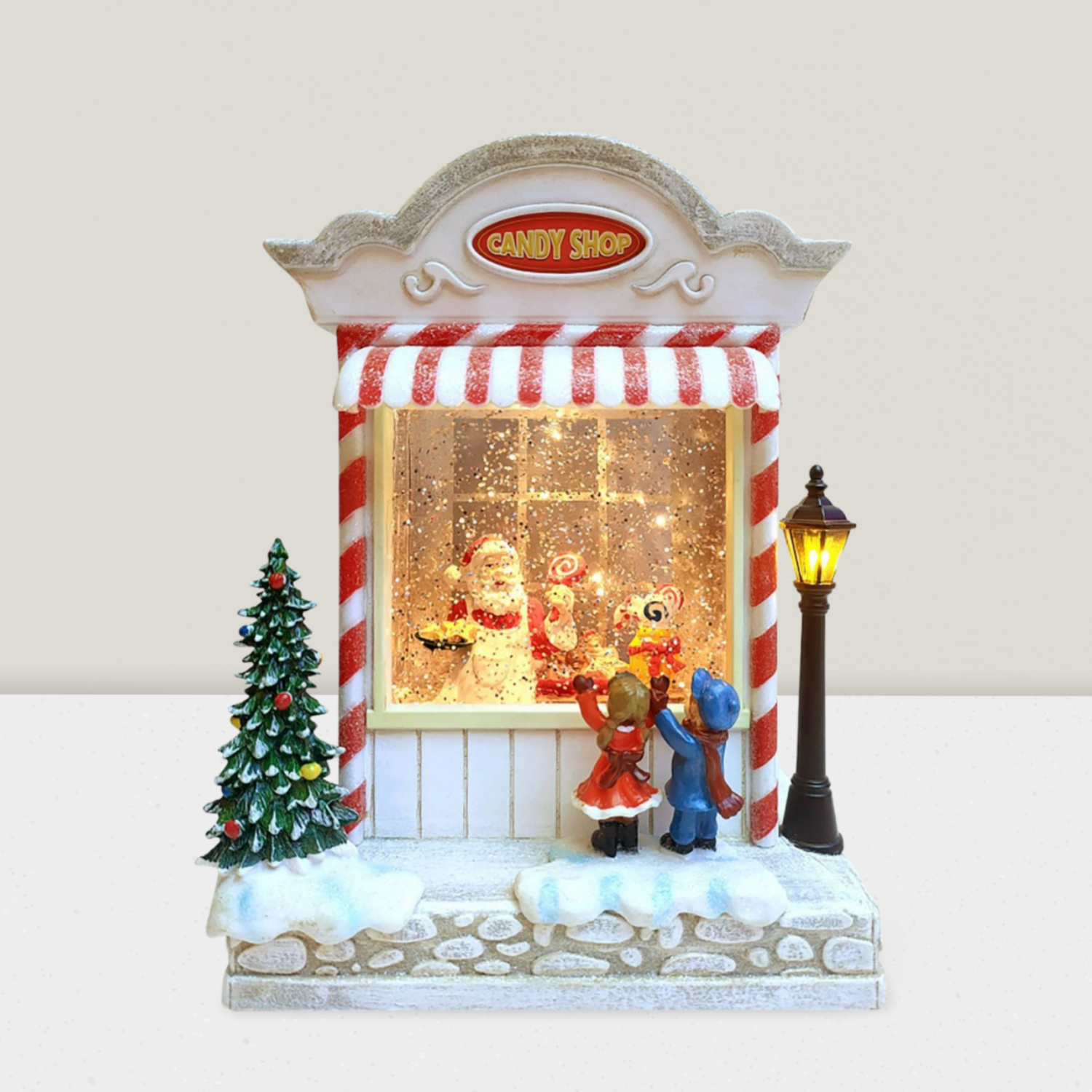 BLUE STAR B.V. - Wholesale Christmas Decoration - Christmas Candy Shop LED Scene with Santa & Children, Music1