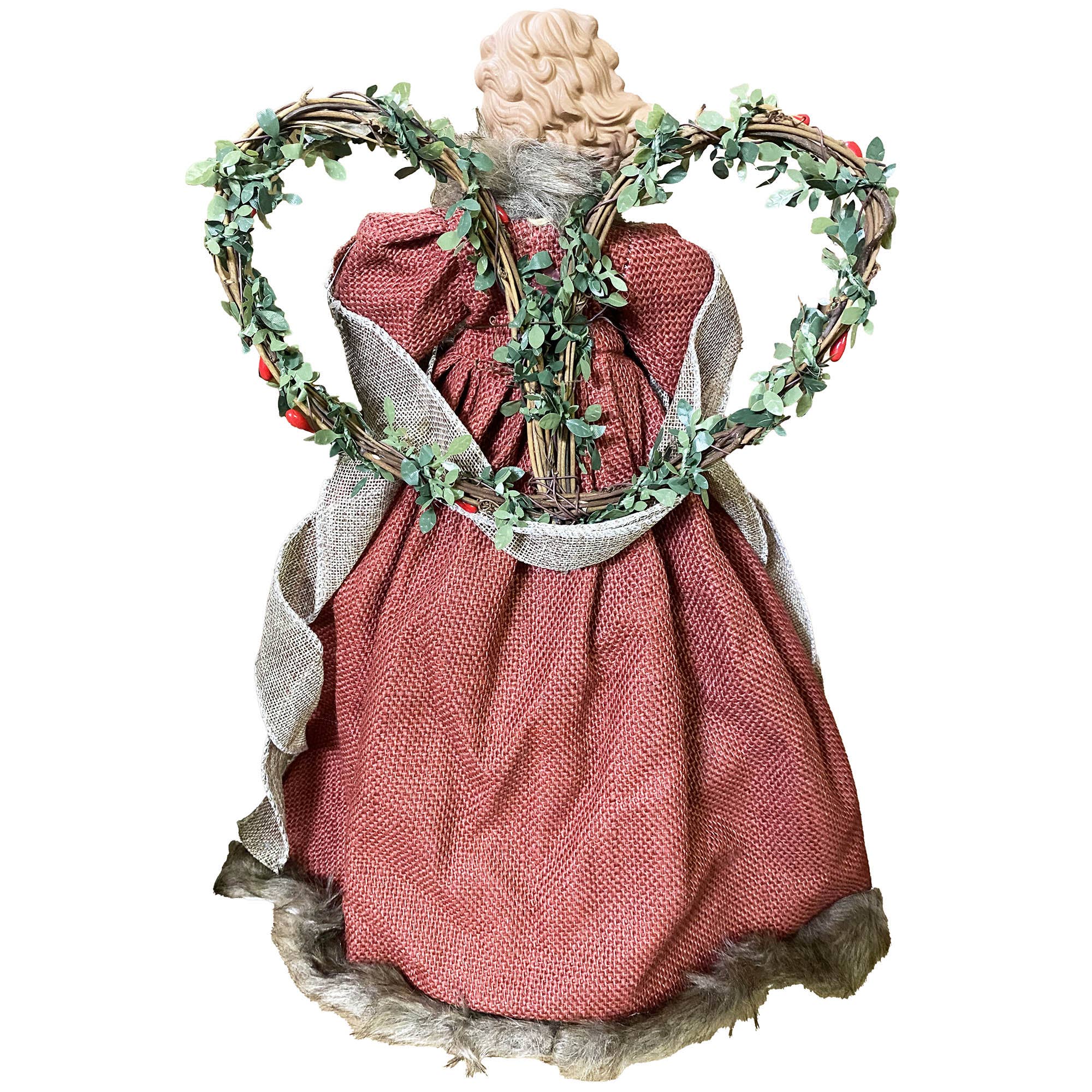 Santa’s Workshop Inc. - Wholesale Tree Topper - 16" Red Homespun Angel Tree Topper2