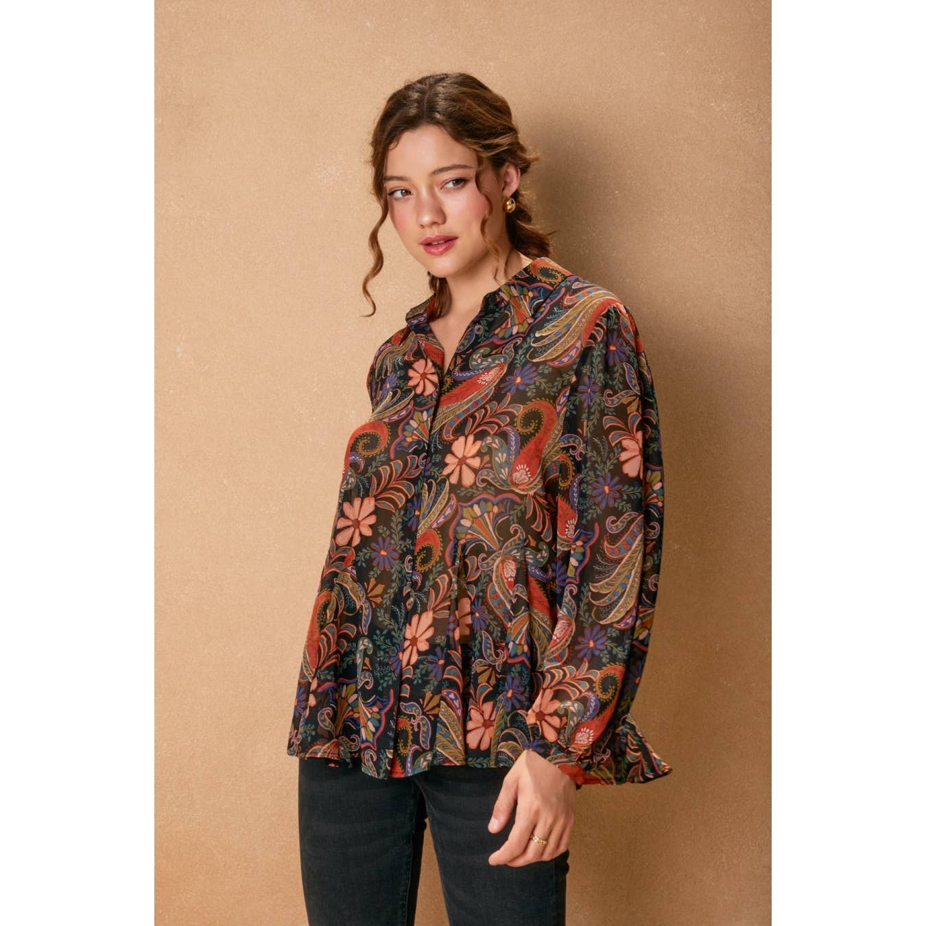 SECUOYA PROFUNDA Blusa con Bajo Acampanado por Todas Partes (1) de venta al por mayor en Faire0