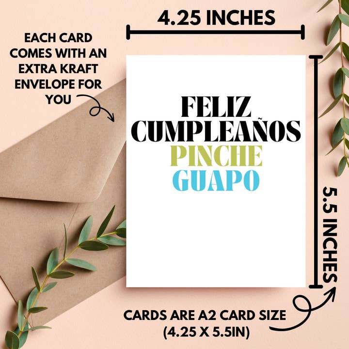 As Told By Ellie - Vente Cartes d'anniversaire - Feliz Cumpleaños Pinche Guapo, carte d'anniversaire espagnole amusante1