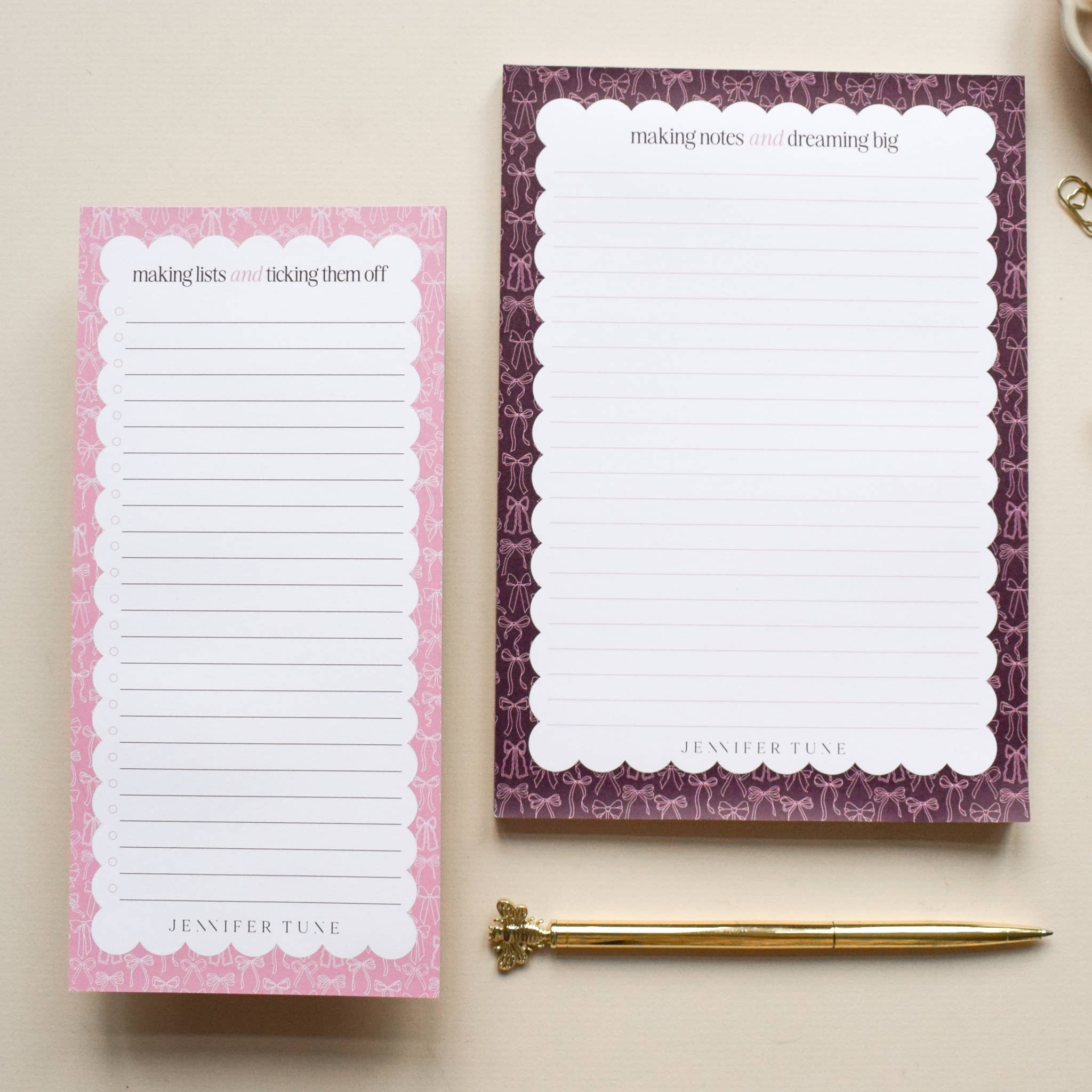 Jennifer Tune - Wholesale Notepad - Pretty Pink To Do List Pad with Bows Design5