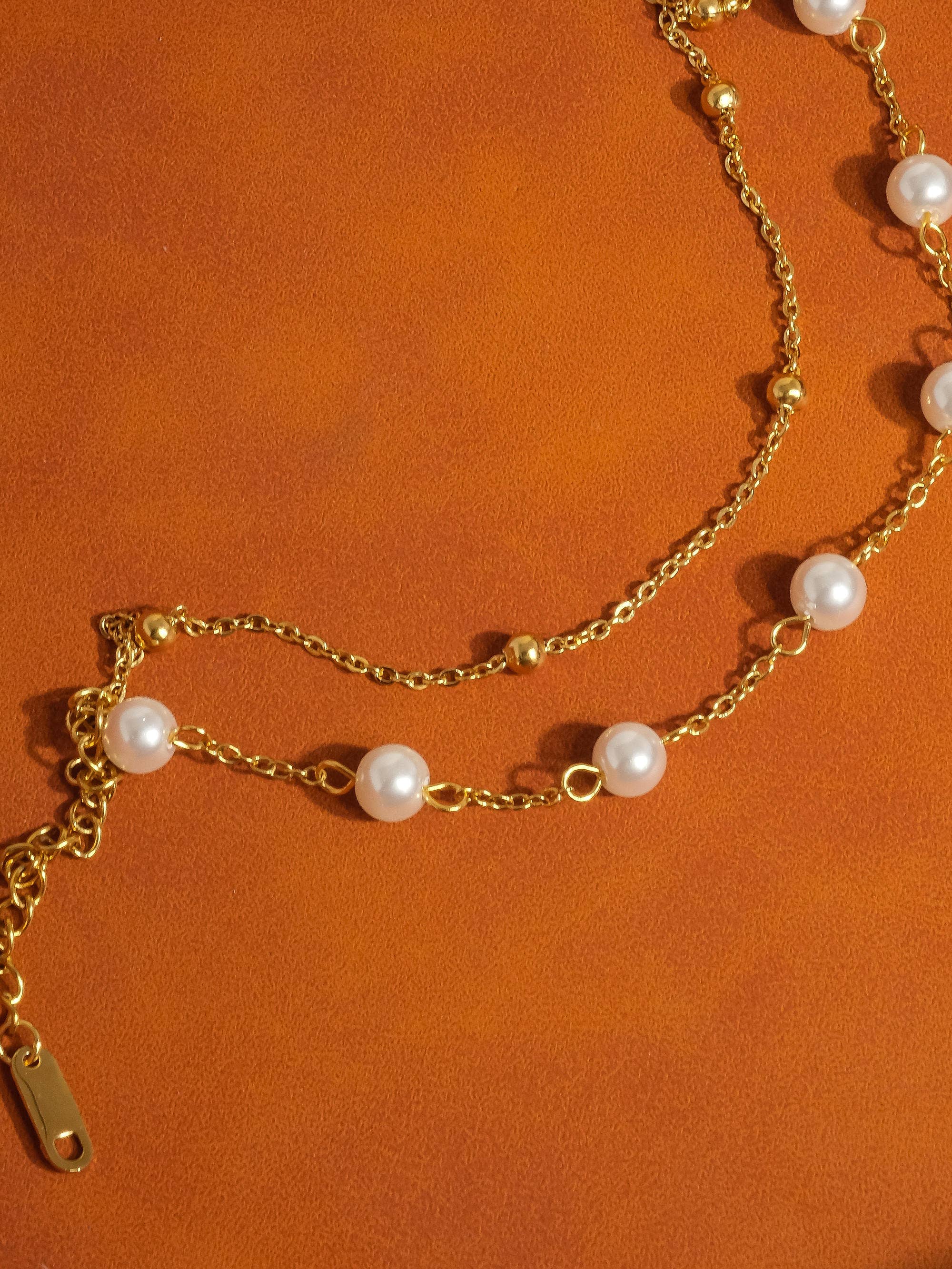 Yellow Gold Gilles 18K Non-Tarnish-Layered Pearl Bracelet for wholesale on Faire2