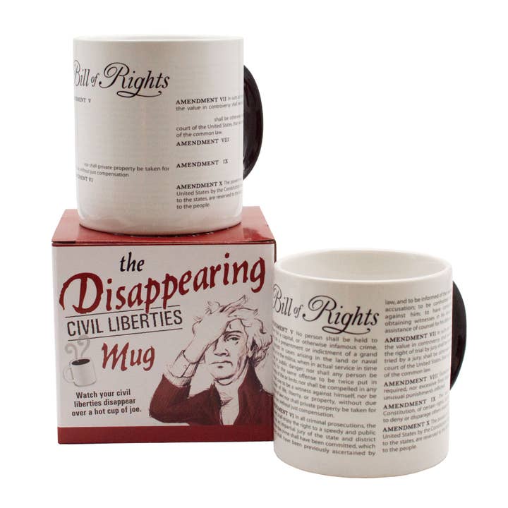 Unemployed Philosophers Guild - Wholesale Coffee Mug - Disappearing Civil Liberties Heat-Changing Mug
