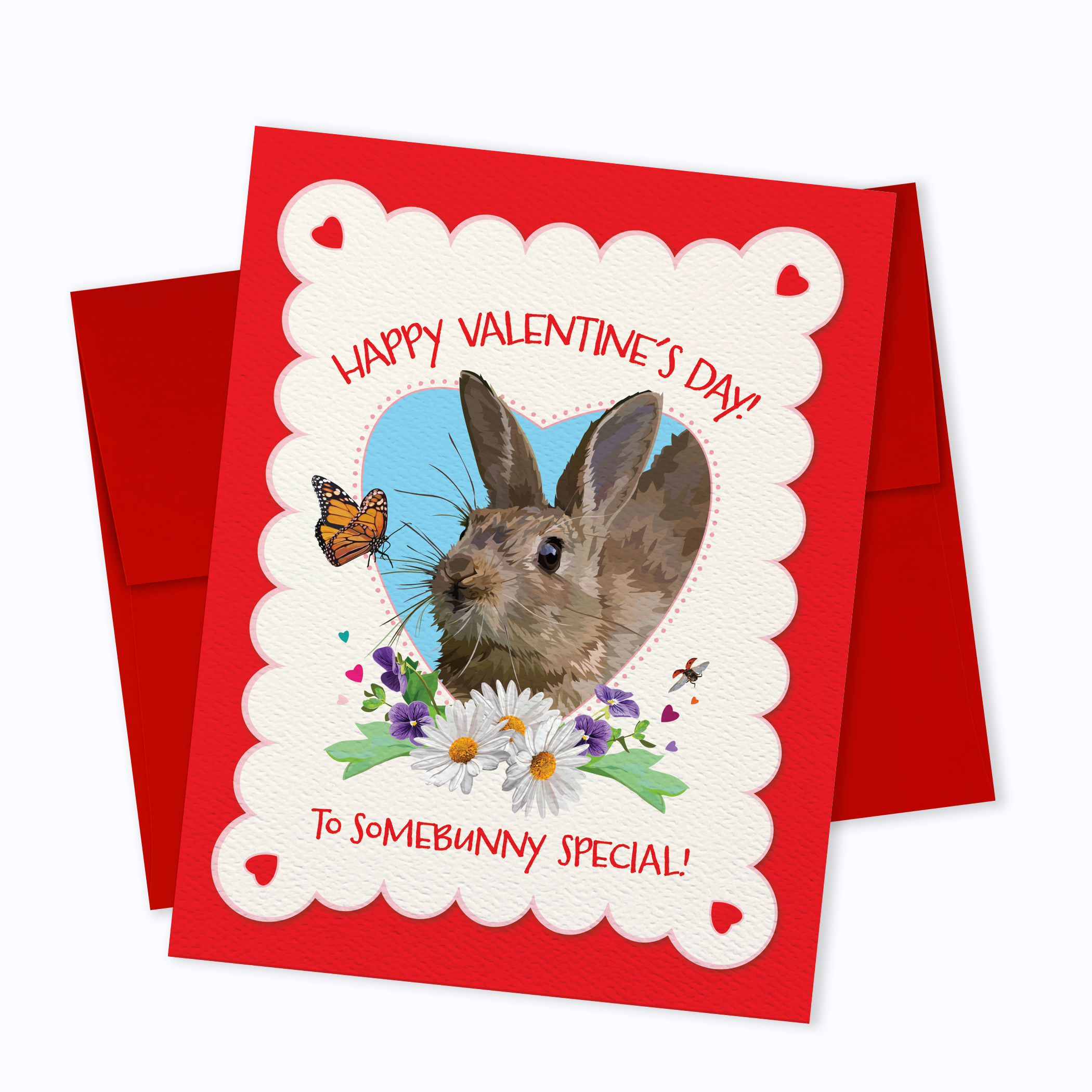 The Red Barn Press - Wholesale Valentine's Day Card - Kid's Valentine Greeting Card | Sweet Bunny Rabbit0